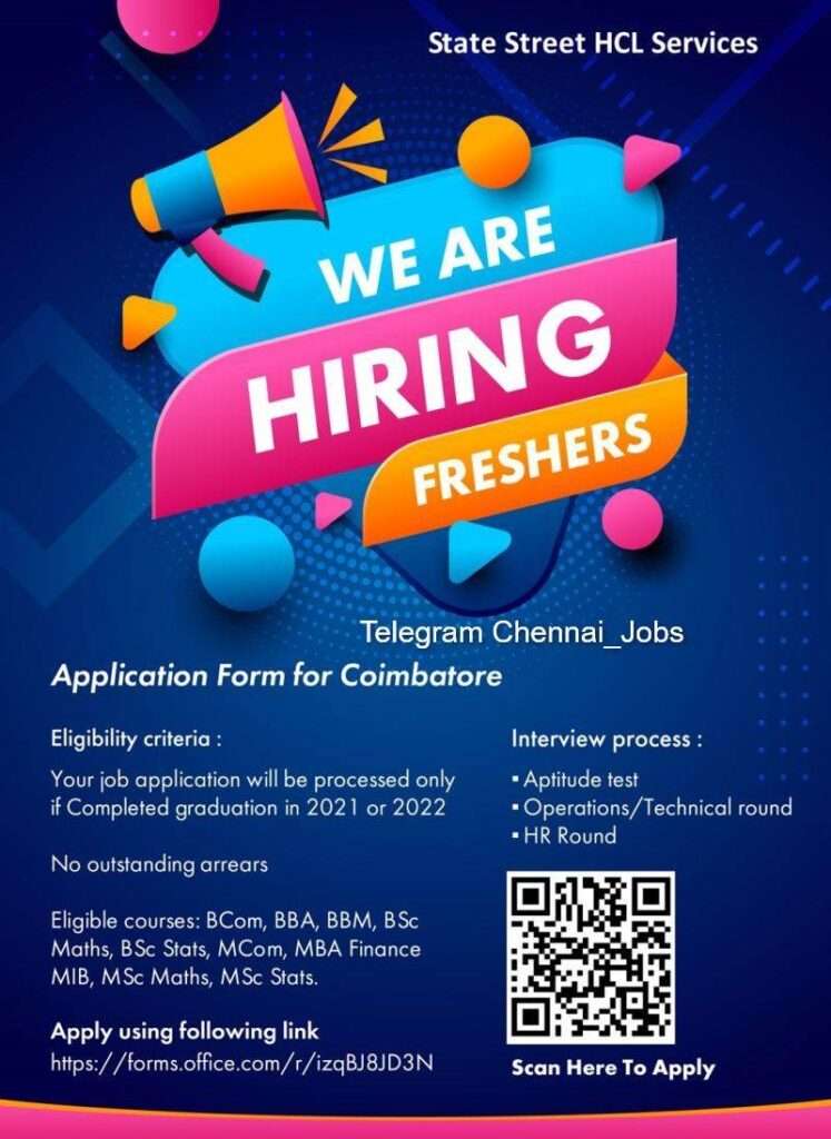 HCL Fresher Job Vacancy 2023 | Any Degree | Chennai and Coimbatore