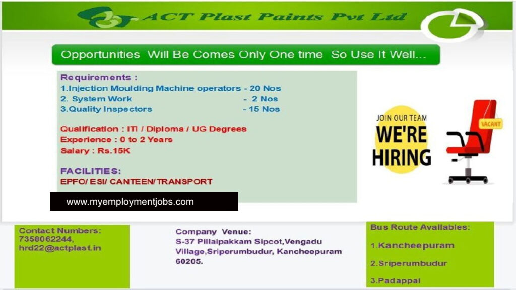 Private Company Job Openings 2023 | Act Plast India Pvt Ltd - Fresher B.E. Engineer & Diploma
