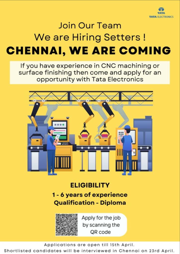 TATA Electronics Company Job Openings 2023 | Mechanical Engineering / Robotics | Walk-In Interview | Chennai location