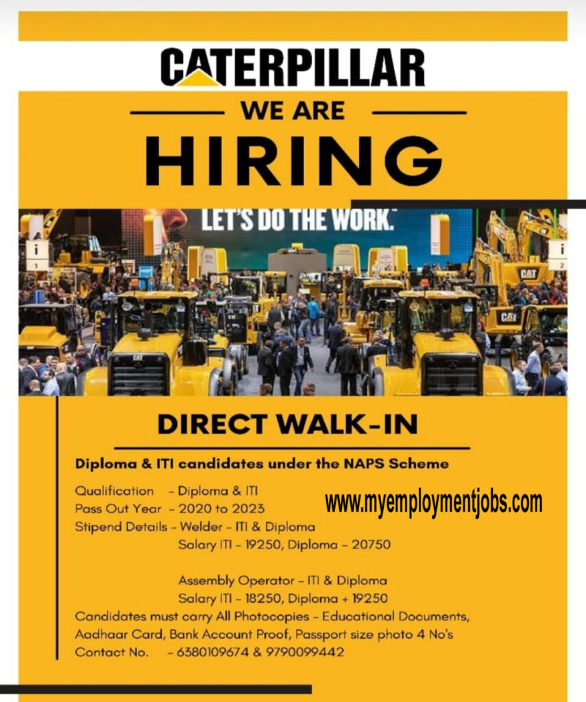 High Salary Jobs Walk-in Interview | Caterpillar Company | Fresher Salary 20,000 /-