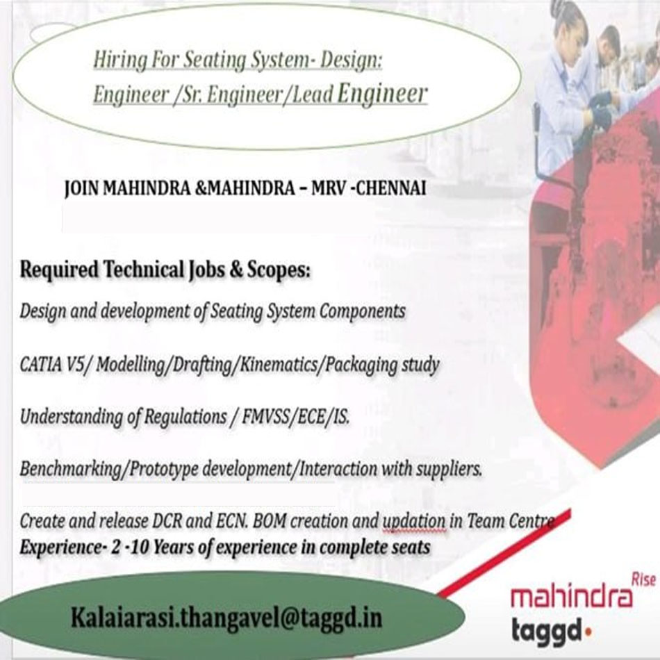 Mahindra & Mahindra Company Mechanical Engineer Job Openings in Chennai | Design Engineer Vacancy - Chennai location