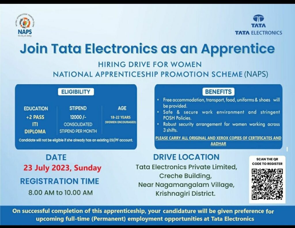 TATA electronics mega walk in interview