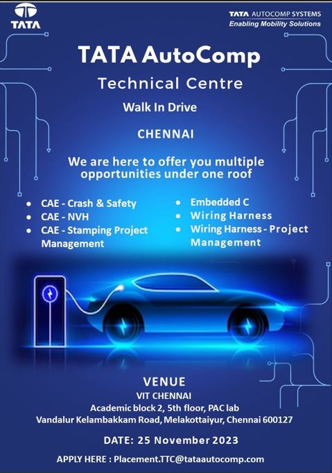 TATA AutoCamp Walk-In-Interview in Chennai 